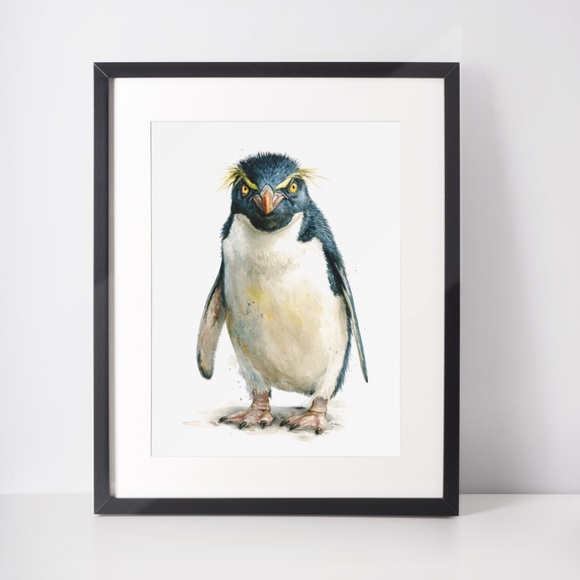 Watercolor Erect-Crested Penguin Wall Art Print Unframed - Antarctic Charm - Picture 3 of 7